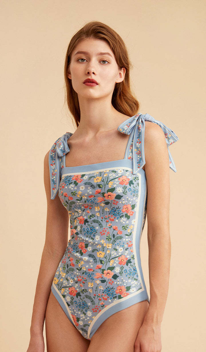 Vintage Reversible Swimsuit: Baby Blue - Fiesta Resortwear