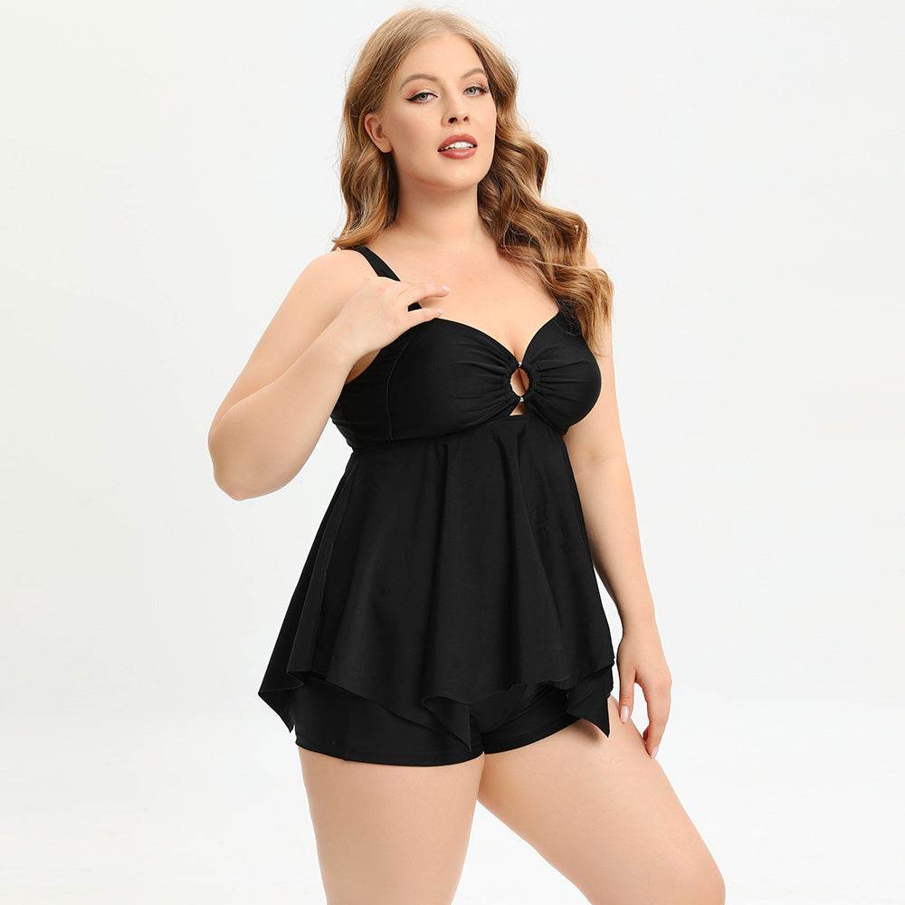Monas Plus Size Tankini: Black - Fiesta Resortwear