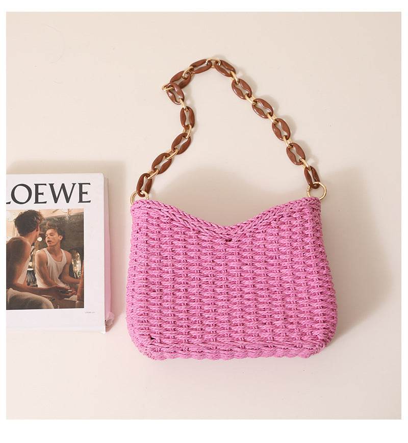 Woven Mavel Bag: Pink - Fiesta Resortwear