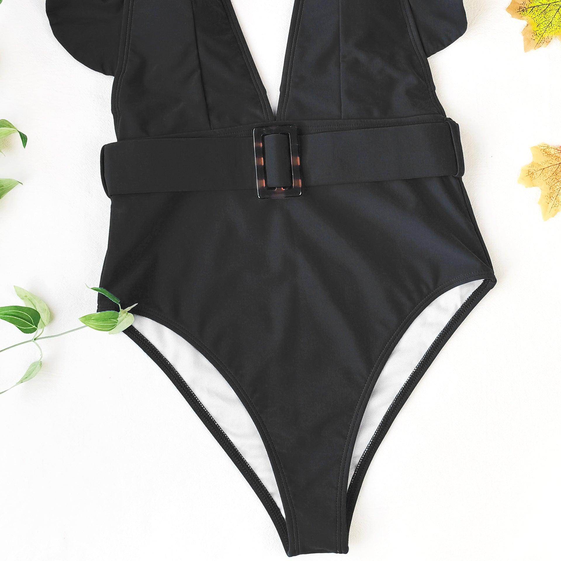 Emma Belted Swimsuit: Black - Fiesta Resortwear