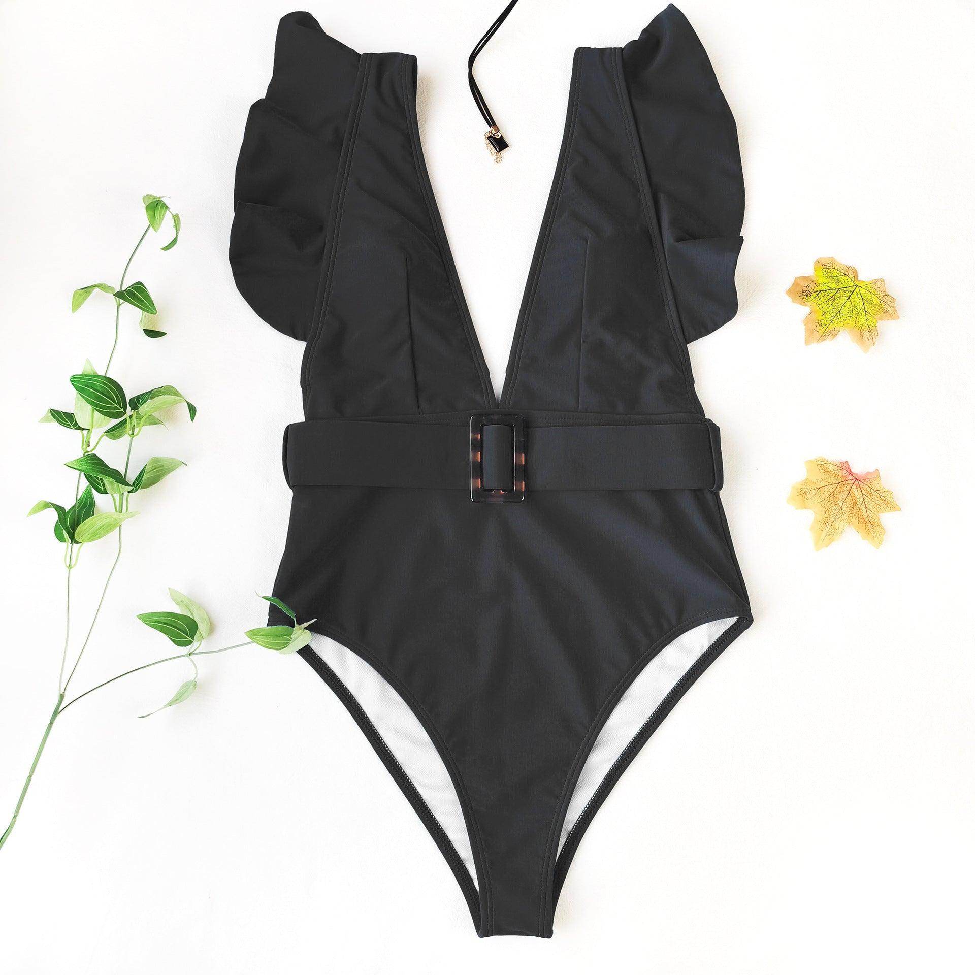 Emma Belted Swimsuit: Black - Fiesta Resortwear