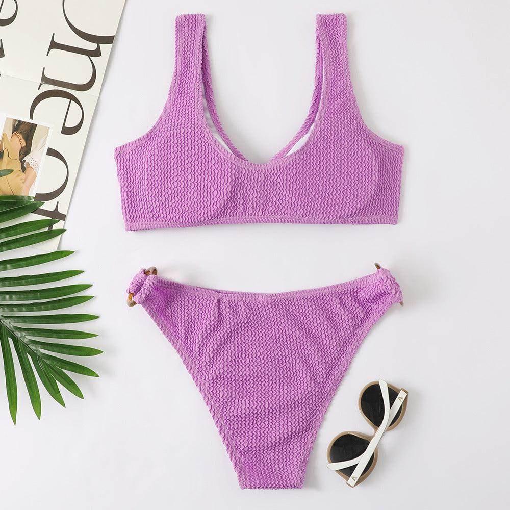Ring Love High Waisted Bikini: Purple - Fiesta Resortwear