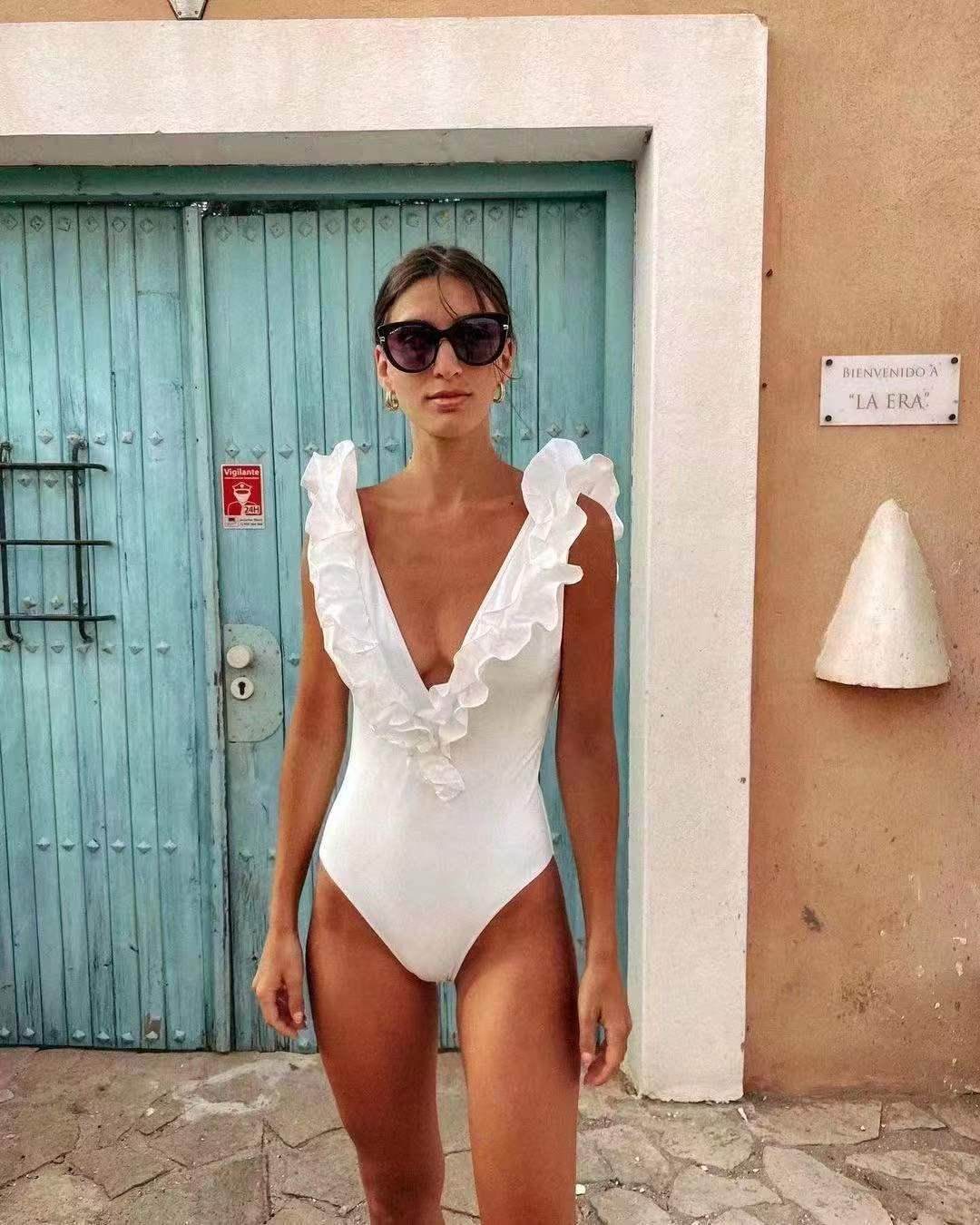 White Flounce Swimsuit - Fiesta Resortwear