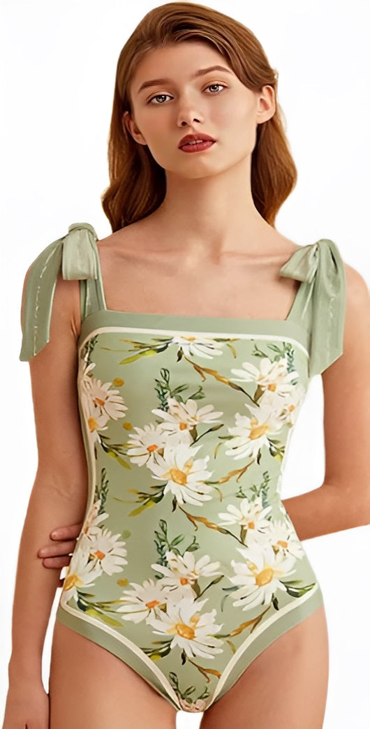 Vintage Reversible Swimsuit: Green - Fiesta Resortwear
