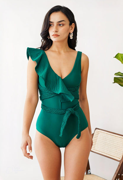 Braided Swimsuit: Green - Fiesta Resortwear