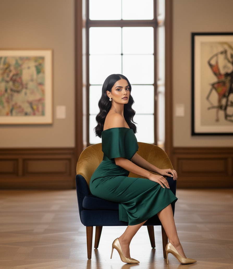 Kimberly Belted Dress: Green