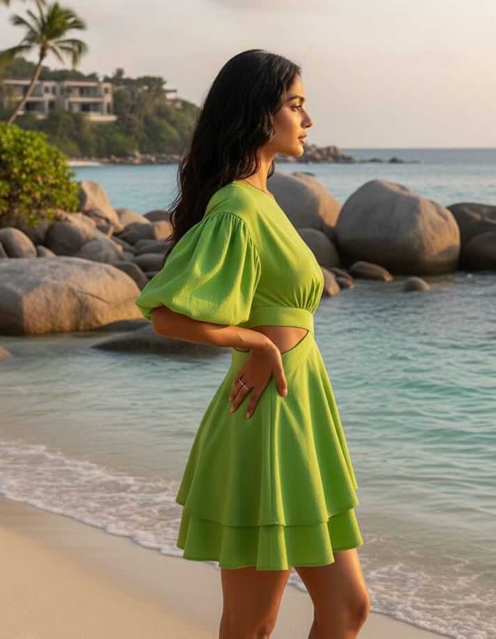 Wellington Dress: Lime Green