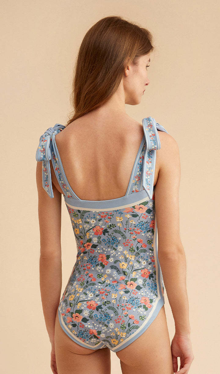 Vintage Reversible Swimsuit: Baby Blue - Fiesta Resortwear