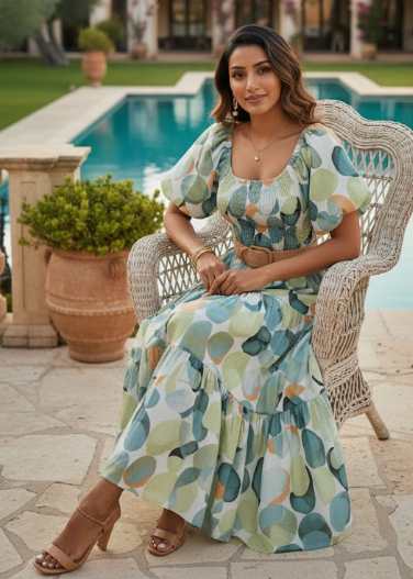 Bubbly Dress: Circles - Fiesta Resortwear