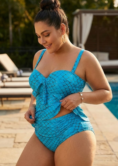 Sea Shell Plus Size Tankini : Blue - Fiesta Resortwear