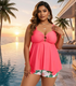 Monas Plus Size Tankini: Pink - Fiesta Resortwear