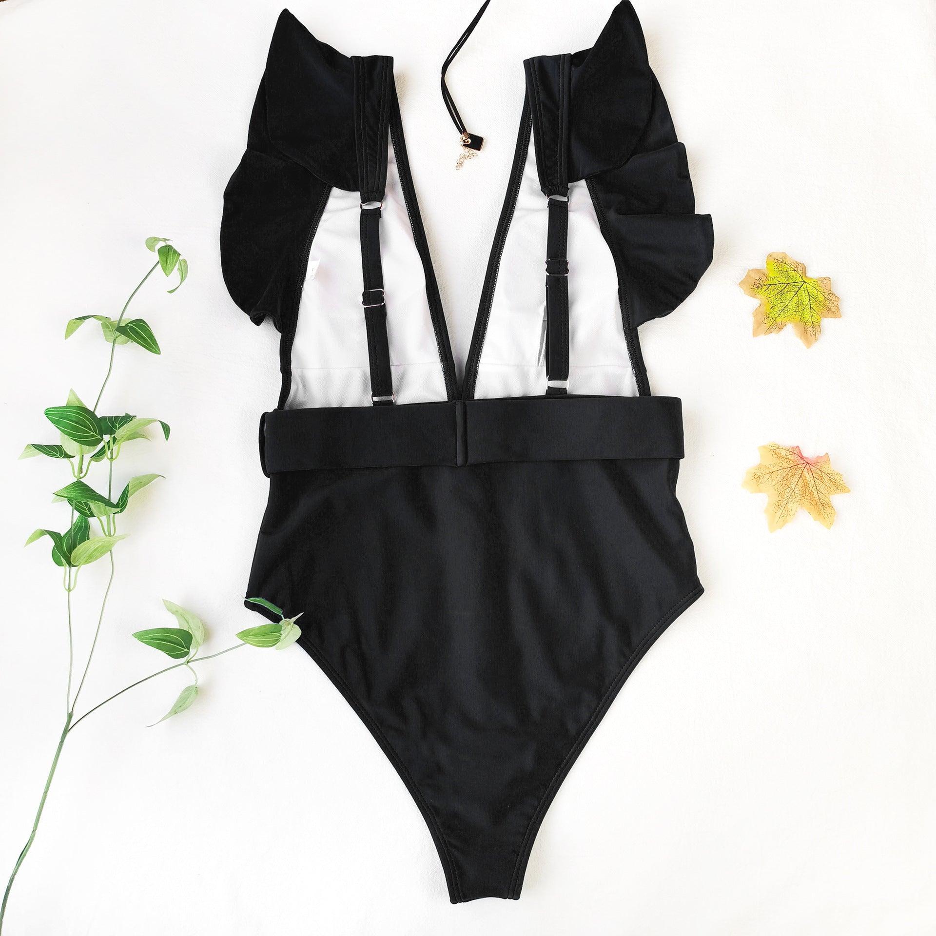 Emma Belted Swimsuit: Black - Fiesta Resortwear 
