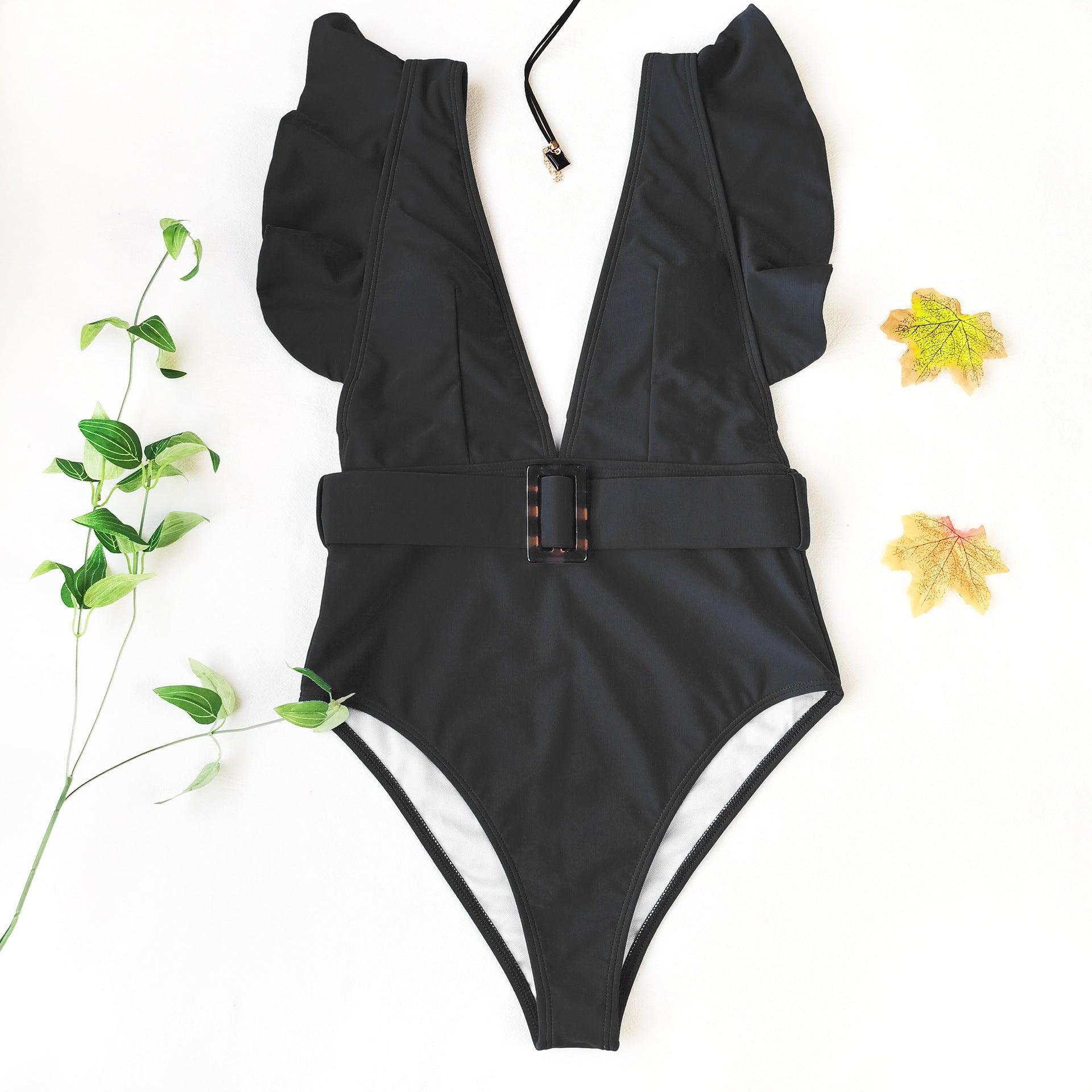 Emma Belted Swimsuit: Black - Fiesta Resortwear 