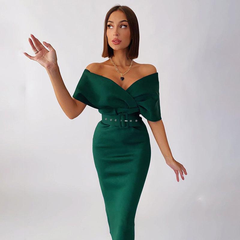 Kimberly Belted Dress: Green - Fiesta Resortwear 