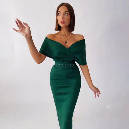 Kimberly Belted Dress: Green - Fiesta Resortwear 