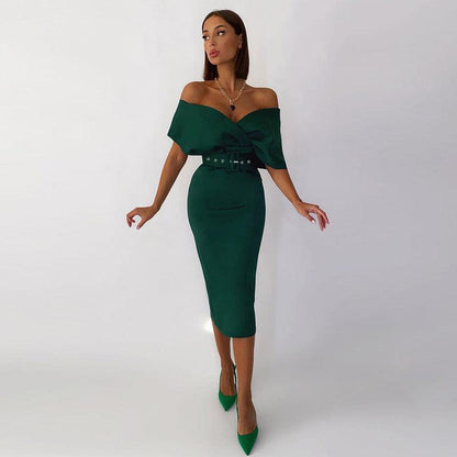 Kimberly Belted Dress: Green - Fiesta Resortwear 